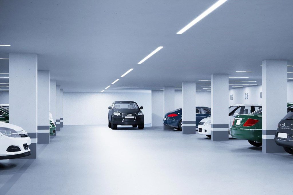 ایده نورپردازی پارکینگ با استفاده از چراغ خطی